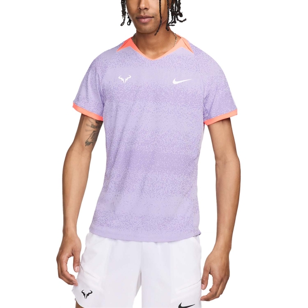 Camisetas de Tenis Hombre Nike Rafa Camiseta  Lilac Bloom/Bright Mango/White FD5409512