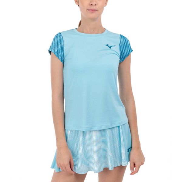 Women`s Tennis T-Shirts and Polos Mizuno Charge Printed TShirt  Blue Glow 62GAB20119