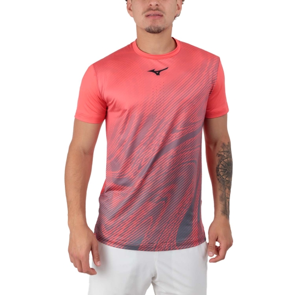 Camisetas de Tenis Hombre Mizuno Charge Shadow Graphic Camiseta  Radiant Red 62GAB00362