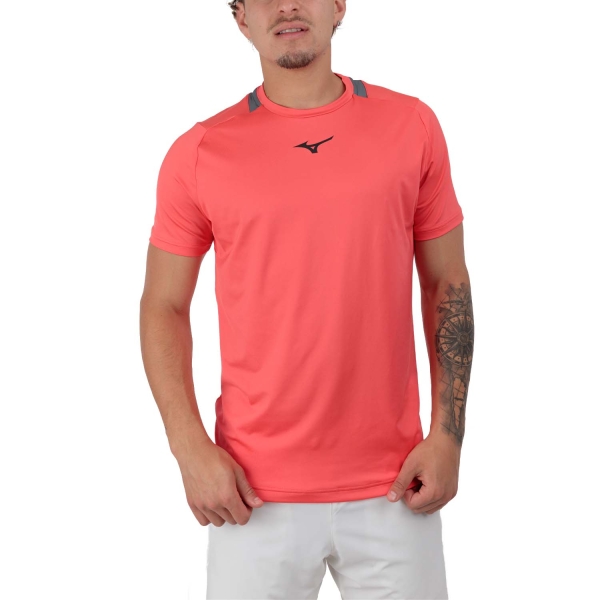Men's Tennis Shirts Mizuno Logo TShirt  Radiant Red 62GAA00162