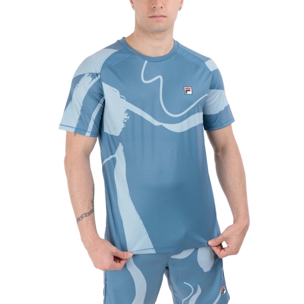 Men's Tennis Shirts Fila Cassian TShirt  Captains Blue/Print Comb XFM2413000147
