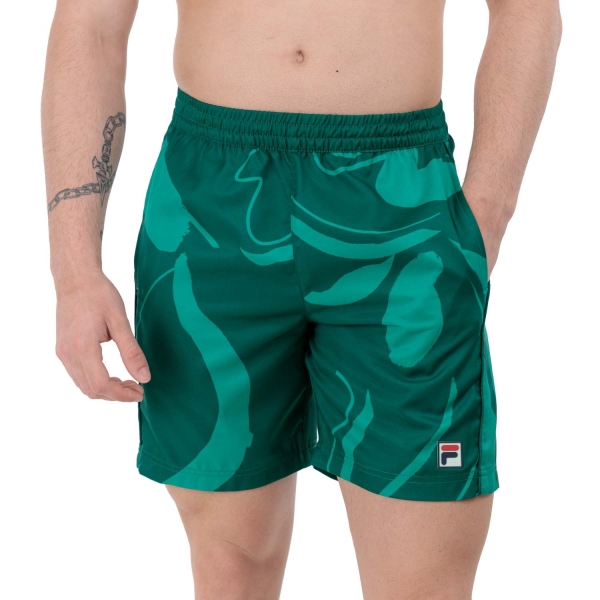 Pantaloncini Tennis Uomo Fila Leo 7in Pantaloncini  Aventurine/Print Comb TFM2425000340