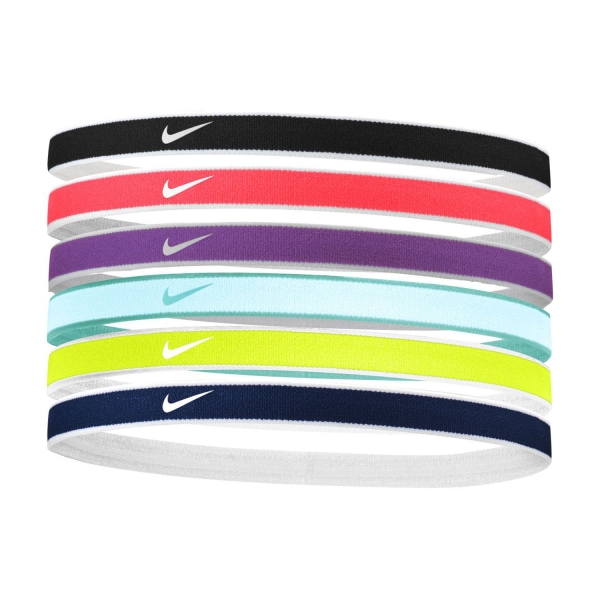 Tennis Headbands Nike Jacquard 2.0 x 6 Mini Hairbands  Black/Aster Pink/White N.100.2021.015.OS