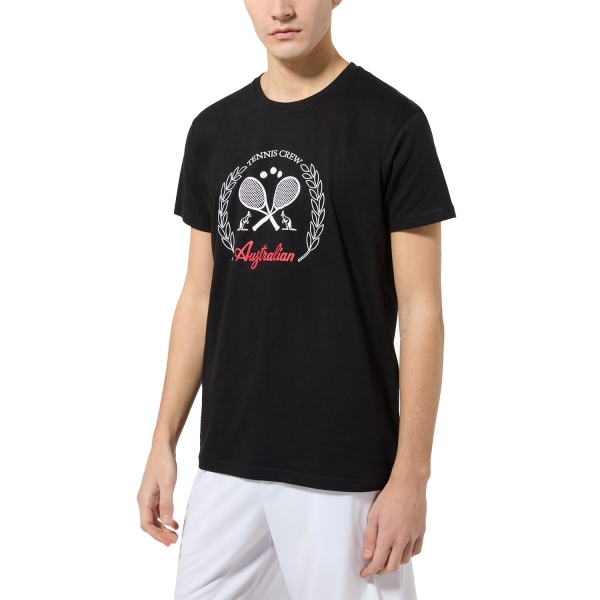 Maglietta Tennis Uomo Australian Australian Crew Logo Maglietta  Nero  Nero TEUTS0077003