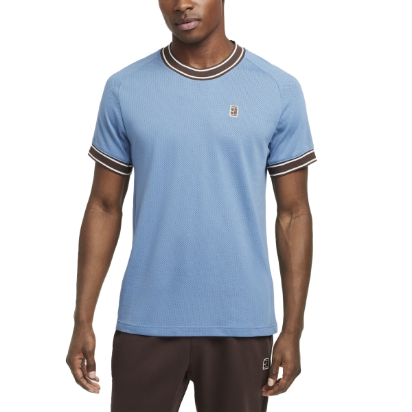 Nike Court Heritage Logo Mens Tennis T Shirt Aegean Storm