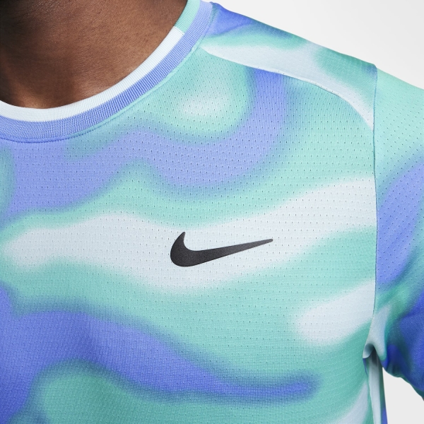 Nike Court Advantage Printed T-Shirt - Glacier Blue/Black