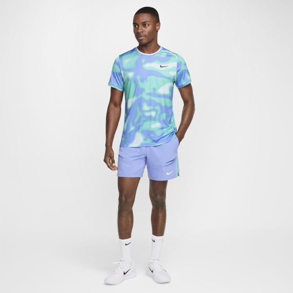 Nike Court Advantage Printed T-Shirt - Glacier Blue/Black