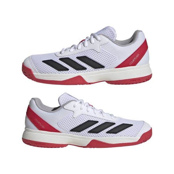adidas Courtflash Bambini - Cloud White/Core Black/Lucid Red
