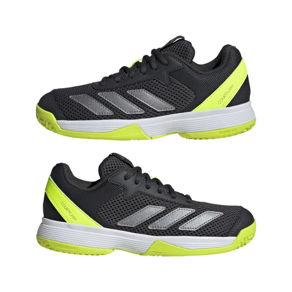 adidas Courtflash Bambini - Carbon/Iron Met/Lucid Lemon