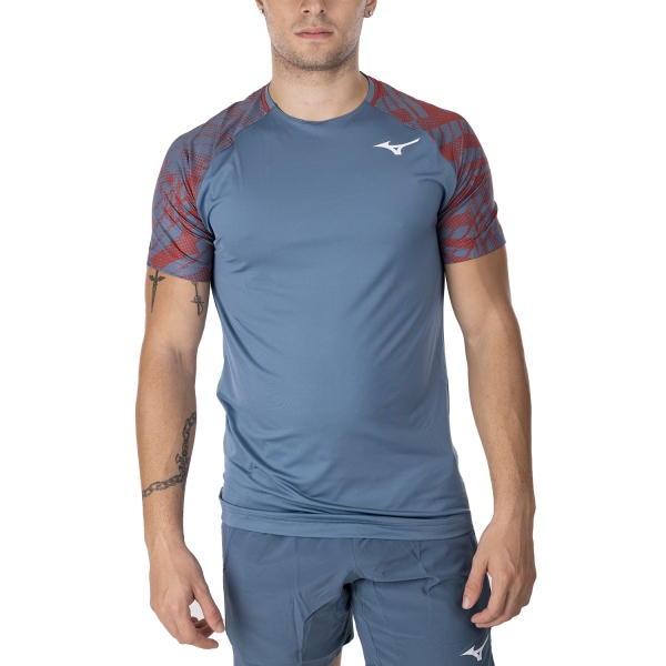 Men's Tennis Shirts Mizuno Mugen Shadow TShirt  Blue Mirage 62GAB50020