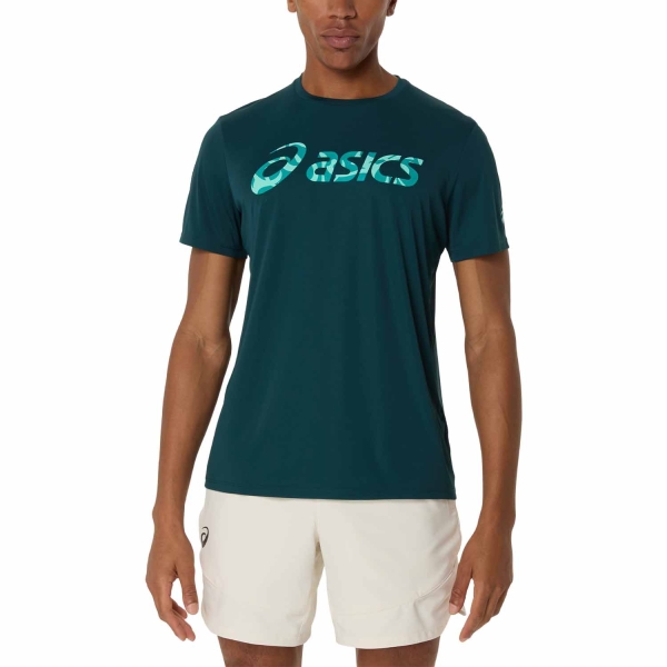 Maglietta Tennis Uomo Asics Match Graphic Maglietta  Saxon Green 2041A346300