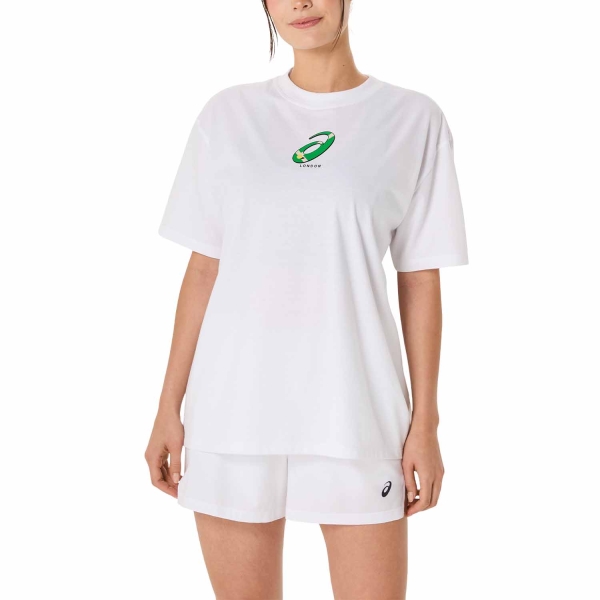 Magliette e Polo Tennis Donna Asics Court Graphic Logo Maglietta  Brilliant White 2042A379100