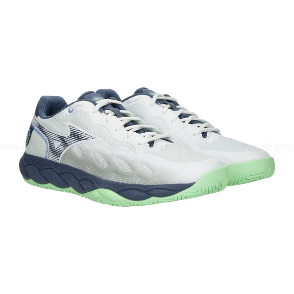 Mizuno Wave Enforce Court Clay - White/Vintage Indigo/Neo Mint