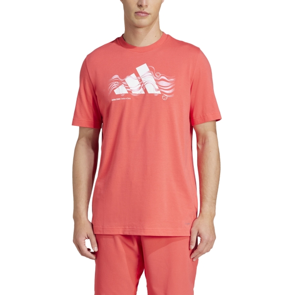 Men's Tennis Shirts adidas Logo Heat Graphic TShirt  Semi Lucid Red JD8255