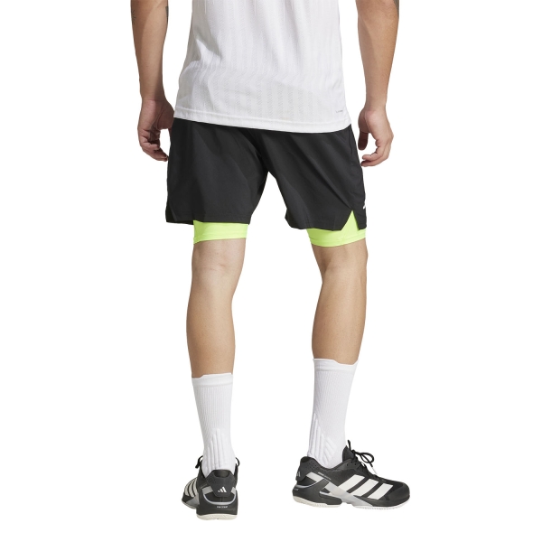 adidas Club Climacool 2 in 1 7in Pantaloncini - Black/Lucid Lemon