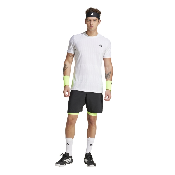 adidas Club Climacool 2 in 1 7in Pantaloncini - Black/Lucid Lemon