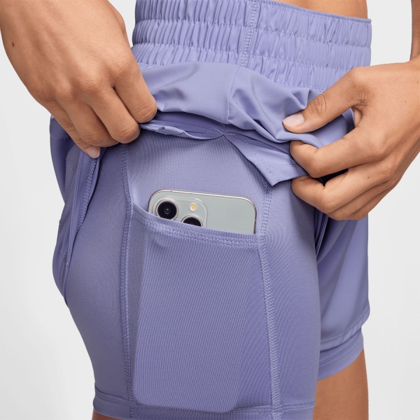 Nike One 2 in 1 3in Pantaloncini - Lilac Ice/Reflective Silver