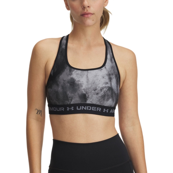 Woman Bra and Underwear Under Armour Crossback Mid Print Sports Bra  Black 13610420012