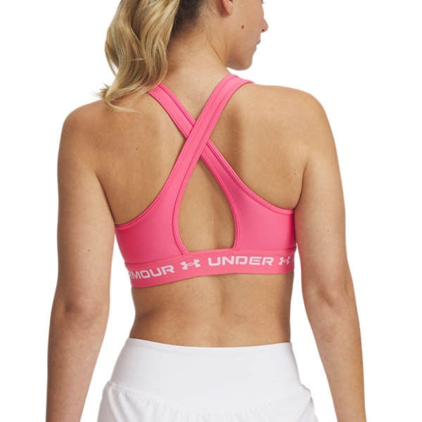 Under Armour Crossback Mid Sports Bra - Super Pink/White