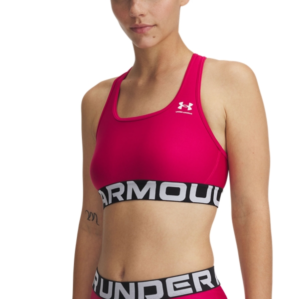 Woman Bra and Underwear Under Armour HeatGear Authentics Mid Sports Bra  Shaded Fuchsia/White 13835440681