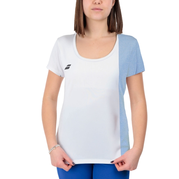 Magliette e Polo Tennis Donna Babolat Play Cap Pro Maglietta  White/Blue 3WTF0111095