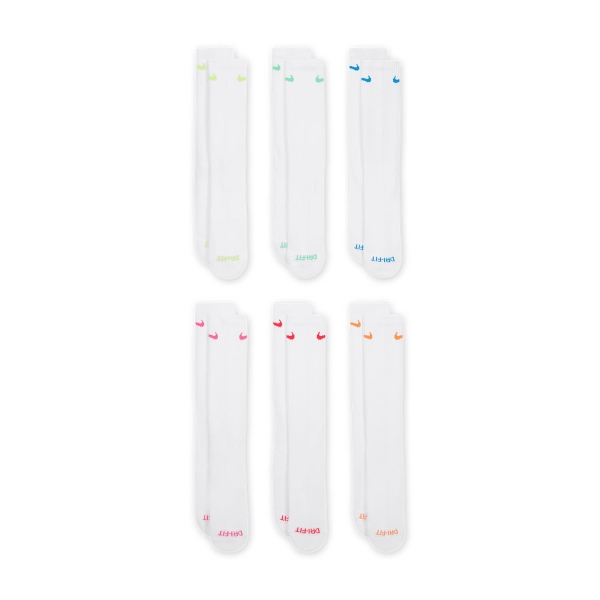 Nike Everyday Plus Cushioned x 6 Socks - Multi Color/White