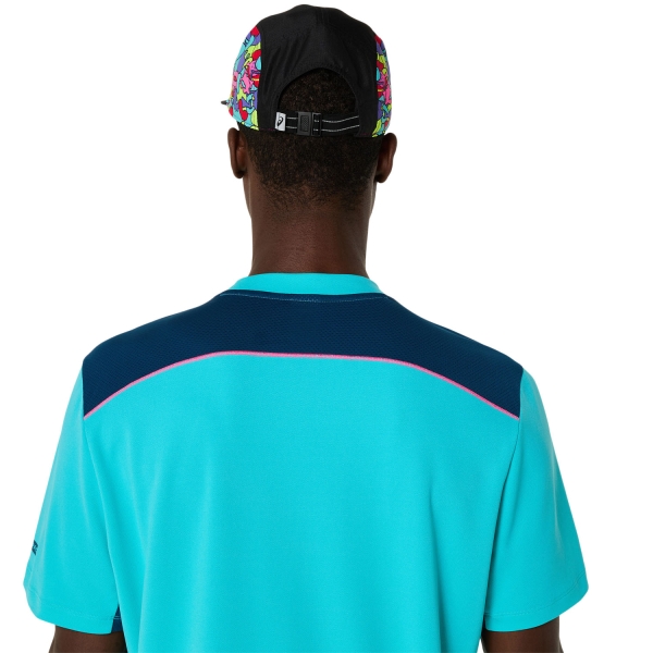Asics Court Logo T-Shirt - Menthol/Vivid Coral