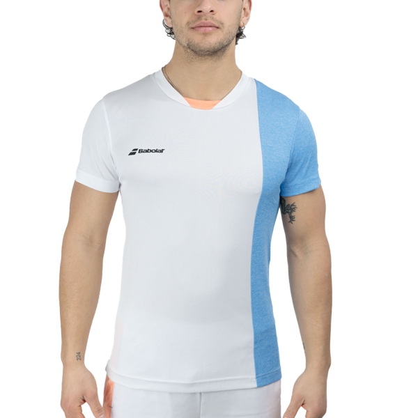 Camisetas de Tenis Hombre Babolat Play Crew Pro Camiseta  White/Blue 3MTF0111095