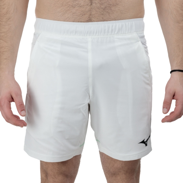 Pantaloncini Tennis Uomo Mizuno Flex 8In Pantaloncini  White/Neo Mint 62GBB003W70