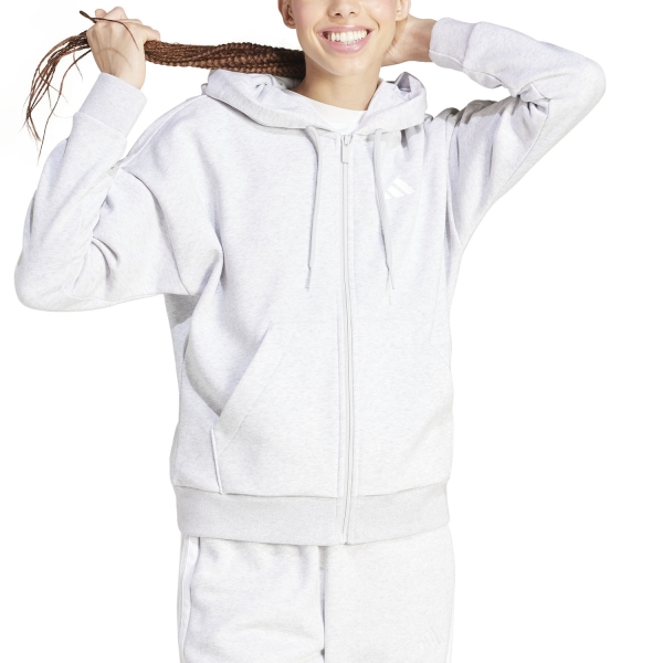 Women's Tennis Shirts and Hoodies adidas Essentials 3 Stripes Hoodie  Light Grey Heather/White IN6179