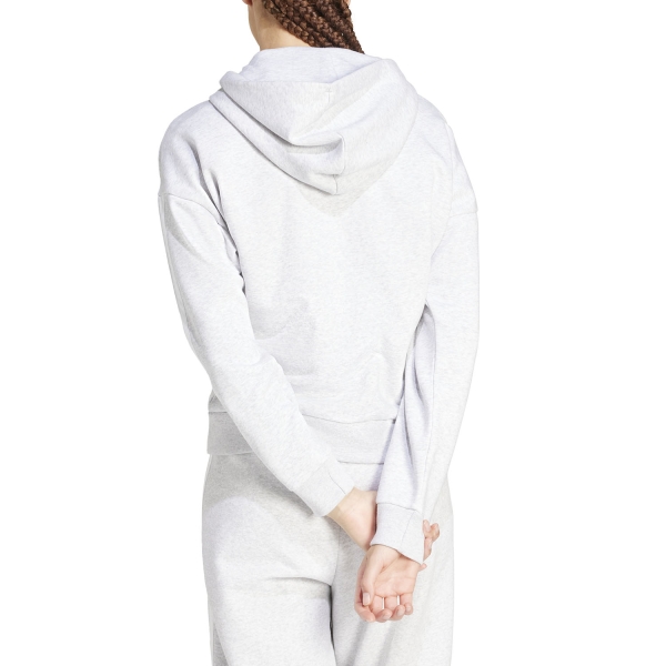 adidas Essentials 3 Stripes Hoodie - Light Grey Heather/White