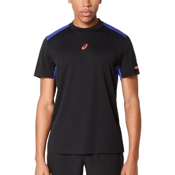 Maglietta Tennis Uomo ASICS Court Logo Maglietta  Performance Black/Dark Cobalt 2041A349001