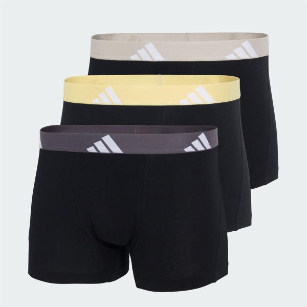 adidas Active Flex Logo x 3 Boxer - Black/Anthracite/Yellow