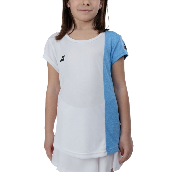 Top y Camisetas Niña Babolat Play Camiseta Nina  White/Blithe Blue Heather 3GTF0111095