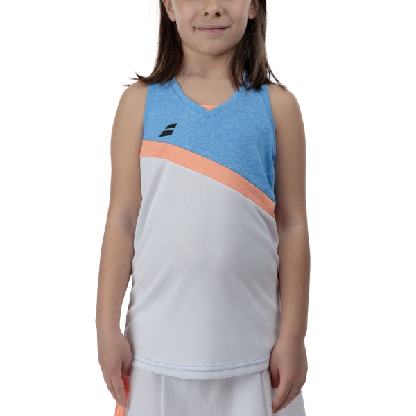 Top y Camisetas Niña Babolat Play Pro Top Nina  White/Blithe Blue Heather 3GTF0711095