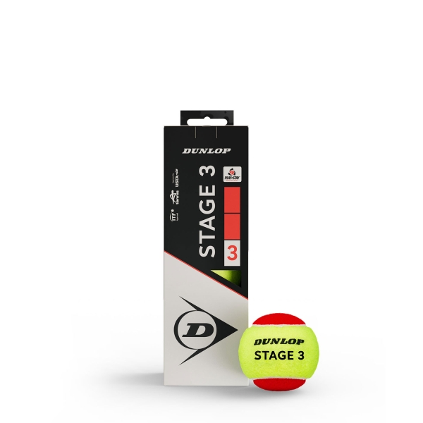Palline Tennis Dunlop Dunlop Stage 3 Red  Confezione da 3 Palline 601647
