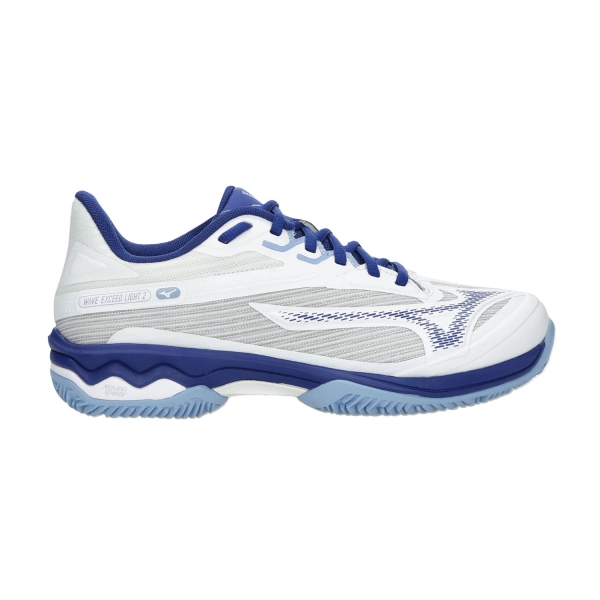 Scarpe Tennis Donna Mizuno Wave Exceed Light 2 Clay  White/Bellwheter Blue/Bel Air Blue 61GC232124