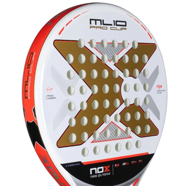 NOX ML10 Pro Cup Padel - White/Gold/Red