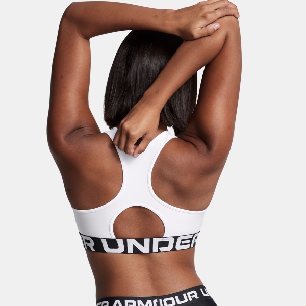 Under Armour HeatGear Authentics Mid Sports Bra - White/Black