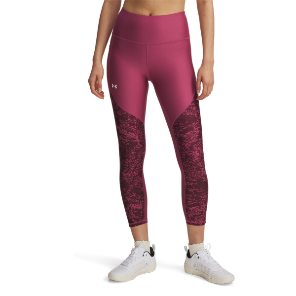 Women's Tennis Pants and Tights Under Armour Tech Printed Panel Tights  Fuchsia Dusk/White 13864070659