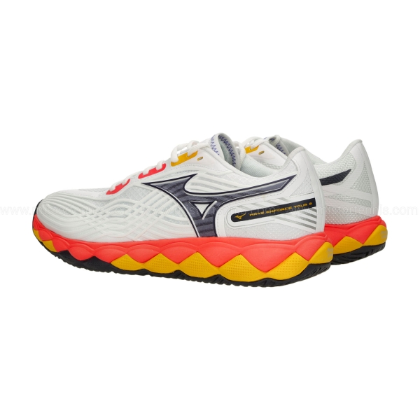 Mizuno Wave Enforce Tour 2 All Court - White/Baritone Blue/Fiery Coral 2