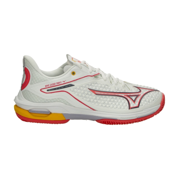 Calzado Tenis Mujer Mizuno Wave Exceed Tour 6 Clay  White/Calypso Coral/Icelandic Blue 61GC247574