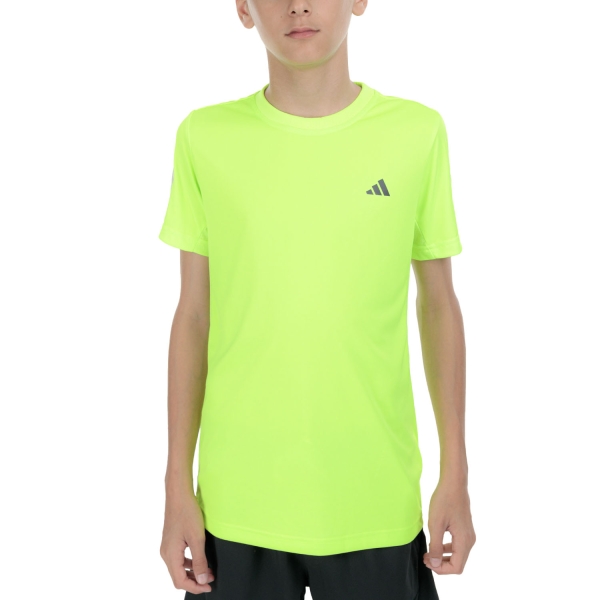 Polo e Maglia Tennis Bambino adidas Club 3 Stripes Logo Maglietta Bambino  Lucid Lemon JI9252