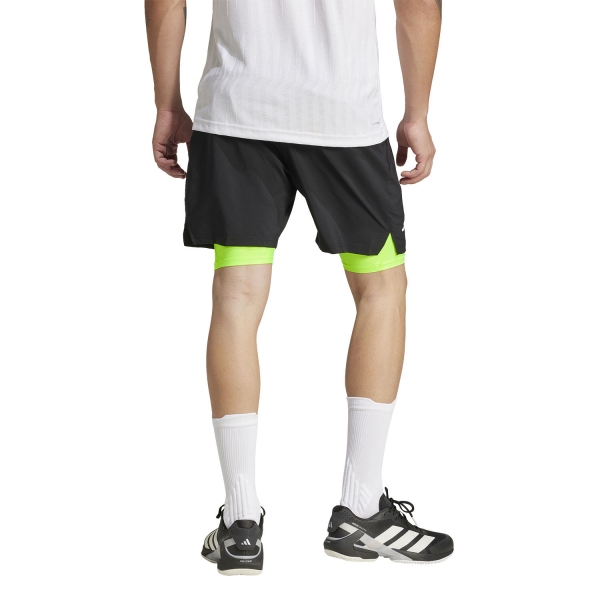 adidas Club Climacool 2 in 1 7in Shorts - Black/Lucid Lemon