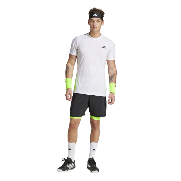 adidas Club Climacool 2 in 1 7in Shorts - Black/Lucid Lemon