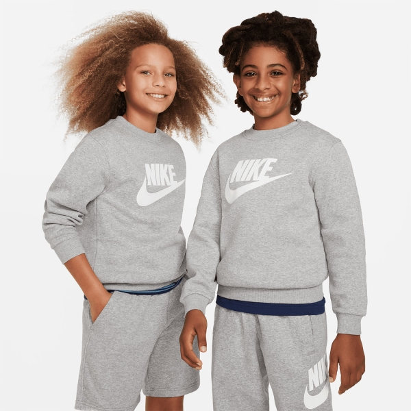 Nike Club Crew Sweatshirt Kids - Dark Grey Heather/White