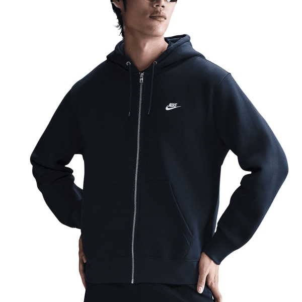 Men's Tennis Shirts and Hoodies Nike Club Fleece Hoodie  Obsidian/White FN3861451