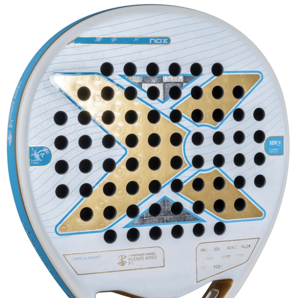 NOX AT10 Luxury Genius 18K Alum Buenos Aires Exclusive Edition Padel - White/Sky Blue