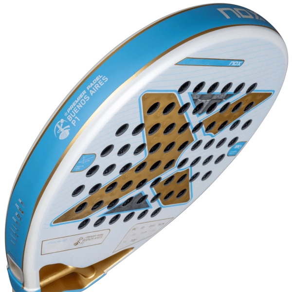 NOX AT10 Luxury Genius 18K Alum Buenos Aires Exclusive Edition Padel - White/Sky Blue