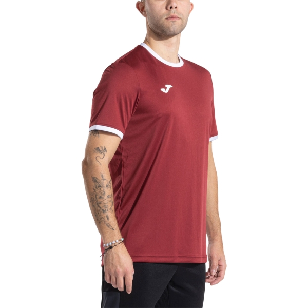 Camisetas de Tenis Hombre Joma Combi Premium Camiseta  Burgundy/White 104494.672